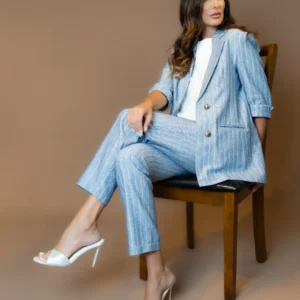 blue pinstripe suit