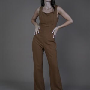 Cello Jumpsuit Sophisticated Tailoring Modern Women's Jumpsuit Earth Tone Fashion Elegant Daywear Versatile Jumpsuit