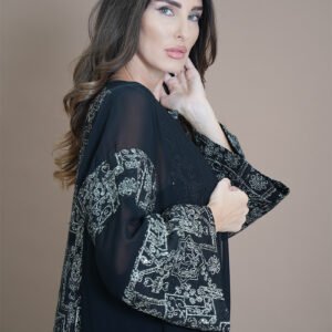 Timeless Elegance Abaya Modern Traditional Wear Floral Embroidered Abaya Luxury Evening Wear Sophisticated Black Abaya